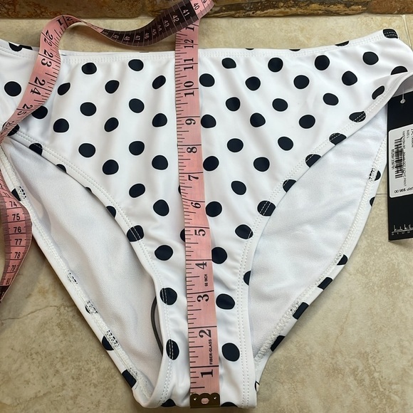 Nicole Miller Bottom Bikini Polka Dot Tankini Swim White Black Size L - Picture 7 of 9